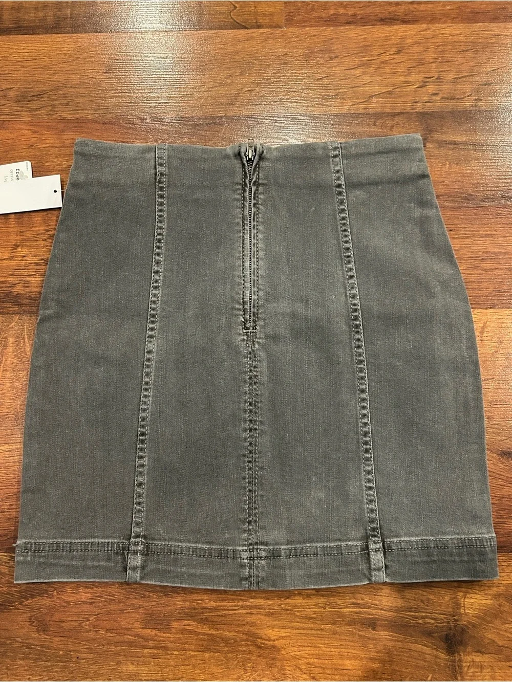 NWT Free People Modern Femme Gray Stretchy Denim Mini Skirt Womens Size 2